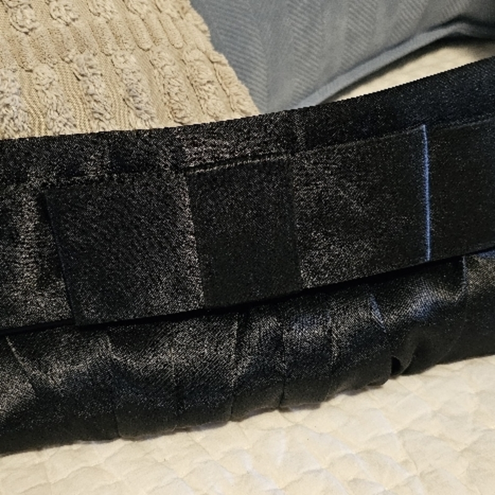 Black Satin Belt with Bow